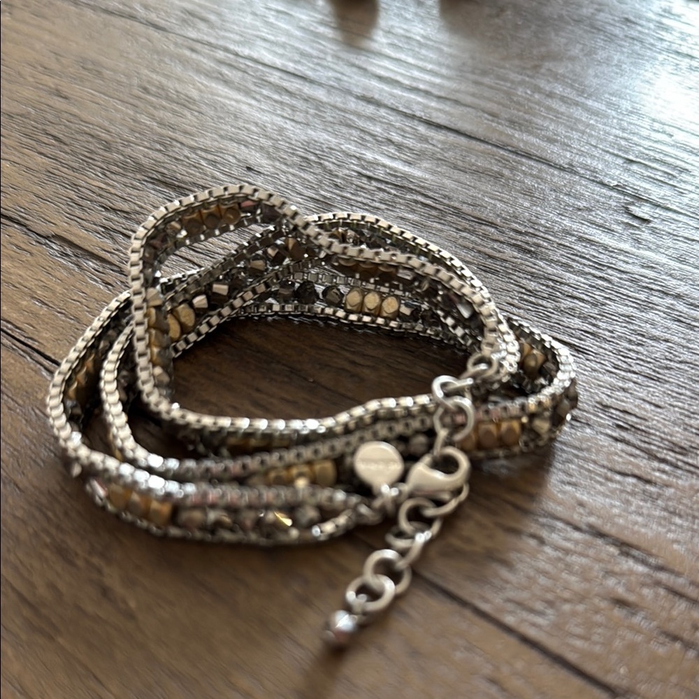 Stella & Dot Silver and Gold Multi-Strand Bracelet